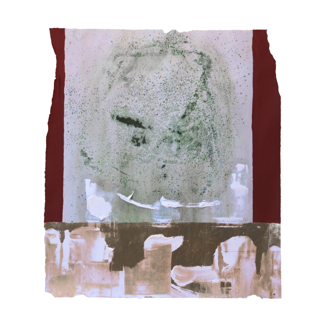 Oil and gold leaf on paper, 68x57